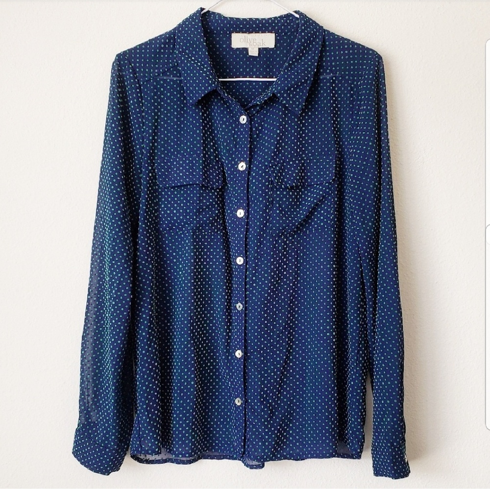Olive & Oak Button Down Polka Dot Blouse